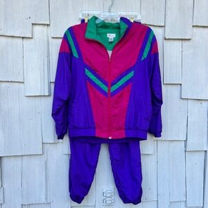 Bocoo Womens Tracksuit Set Purple Pink Green Retro Athletic Outfit Jacket Pants